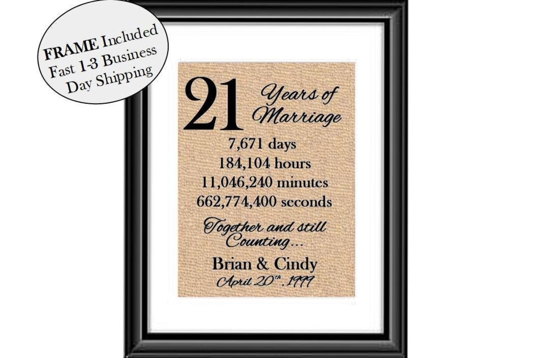 21st Wedding Anniversary Gift 21st Anniversary Gifts 21 Year