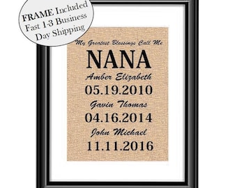 Personalized Mothers Day Gift for Nana, My Greatest Blessings Call Me Nana, Gift for Nana, Birthday Gift For Nana, Gift for Grandma FRAMED
