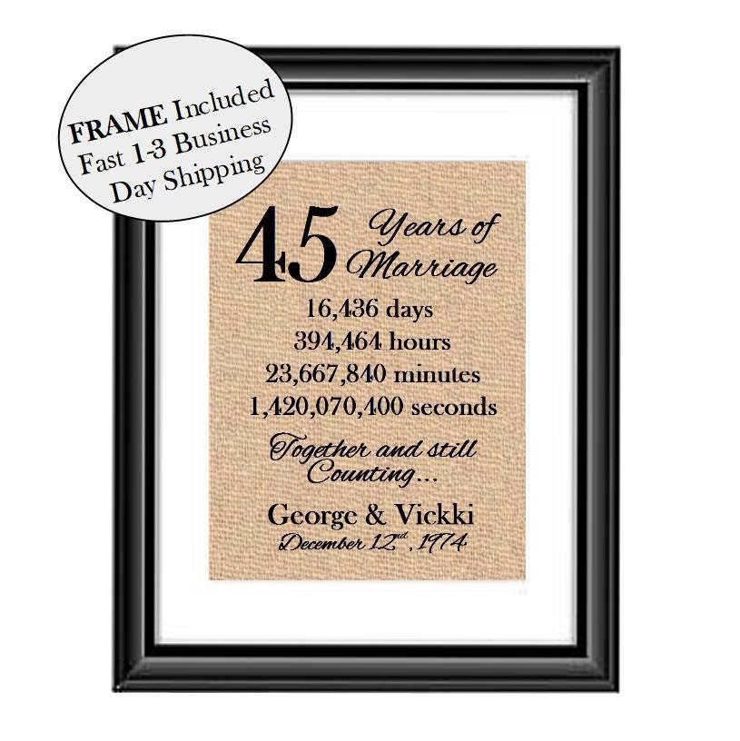 45 Year Anniversary Gift 45th Year Anniversary Gift for
