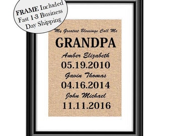 Father's Day Gift, My Greatest Blessings Call Me Grandpa, Gift for Grandpa, Christmas Gift, Birthday Gift For Grandpa, Gift for Dad FRAMED