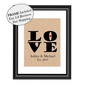Personalized Established LOVE Gift for Wife | Wedding Anniversary Gift on Cotton | Unique Engagement Gift | Newly Married Gift FRAMED