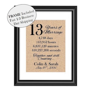 13th Wedding Anniversary Gift | 13th Anniversary Gifts | 13 Year Anniversary | 13 years of Marriage | Anniversary Gift Wife Husband FRAMED