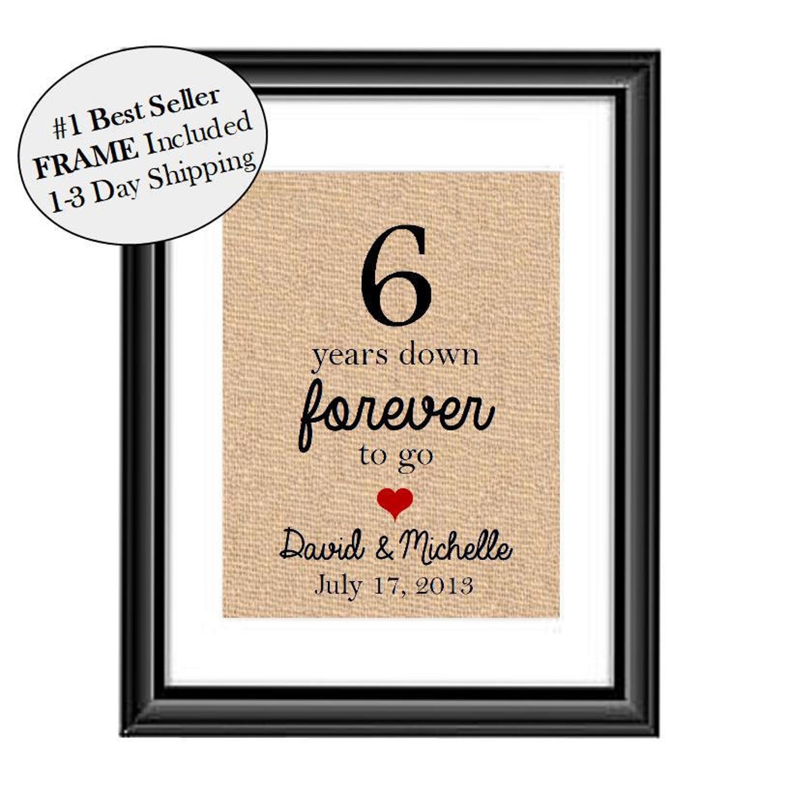 6 Year Wedding Anniversary Gift 6th Wedding Anniversary Etsy