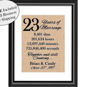 23rd Wedding Anniversary Gift | 23rd Anniversary Gifts | 23 Year Anniversary | 23 years of Marriage | Anniversary Gift Wife Husband FRAMED
