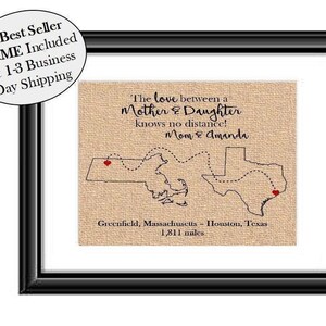 Personalized Love Between a Mother & Daughter Knows No Distance, Mother&#39;s Day Gift for Mom from Daughter, Custom State Long Distance FRAMED