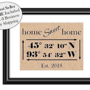 Latitude Longitude Sign | Coordinates Sign | New Home Housewarming Gift | Wedding Gifts for Couple | Realitor Closing Gift Rustic FRAMED