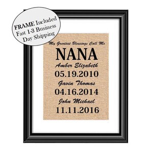 My Greatest Blessings Call Me NANA Burlap or Cotton Mothers Day Gift For Nana, Birthday gift for Nana, Gifts for Nana FRAMED