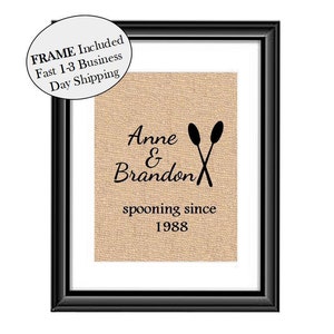 Wedding Anniversary Relationship gift for Girlfriend from Boyfriend Spooning Since | Personalized Gift for Wife from Husband FRAMED