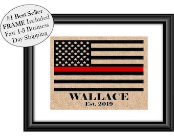 Personalized Fireman Graduation Gifts for Firefighters Firemen | Fire Department Thin Red Line Firefighter Gifts | Birthday gifts FRAMED