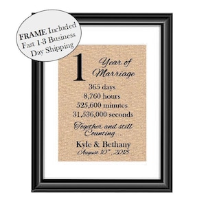 1 Year Anniversary Gift | 1st Year Anniversary Gift for Her | One Year Anniversary Gift for Husband | Anniversary Gift for Wife FRAMED