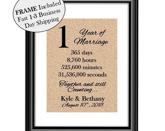 1 Year Anniversary Gift | 1st Year Anniversary Gift for Her | One Year Anniversary Gift for Husband | Anniversary Gift for Wife FRAMED