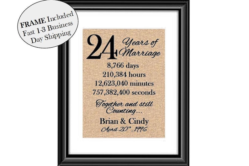 24th Wedding Anniversary Gift 24th Anniversary Gifts 24 Etsy
