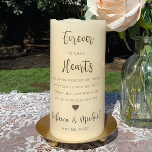 Wedding Memorial Table Personalized Candle Sign Timer and batteries included