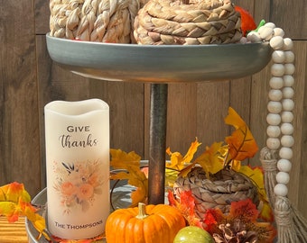 Fall Tiered Tray Candle Decor