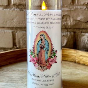 Hail Mary Prayer Candle Religious Decor
