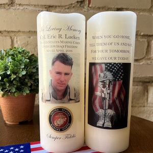 Custom Memorial Candle: Fallen Soldier Remembrance Gift