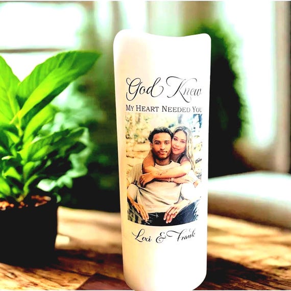 Personalized Love Candle with Photo : Custom Quote, Names w/Timer