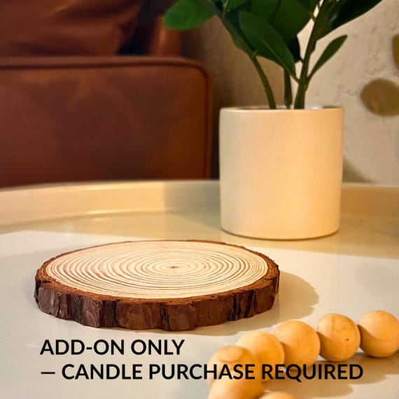 Natural Wood Slice Candle Base | Rustic Memorial Candle Stand for Altars and Remembrance Spaces | Add-On Only