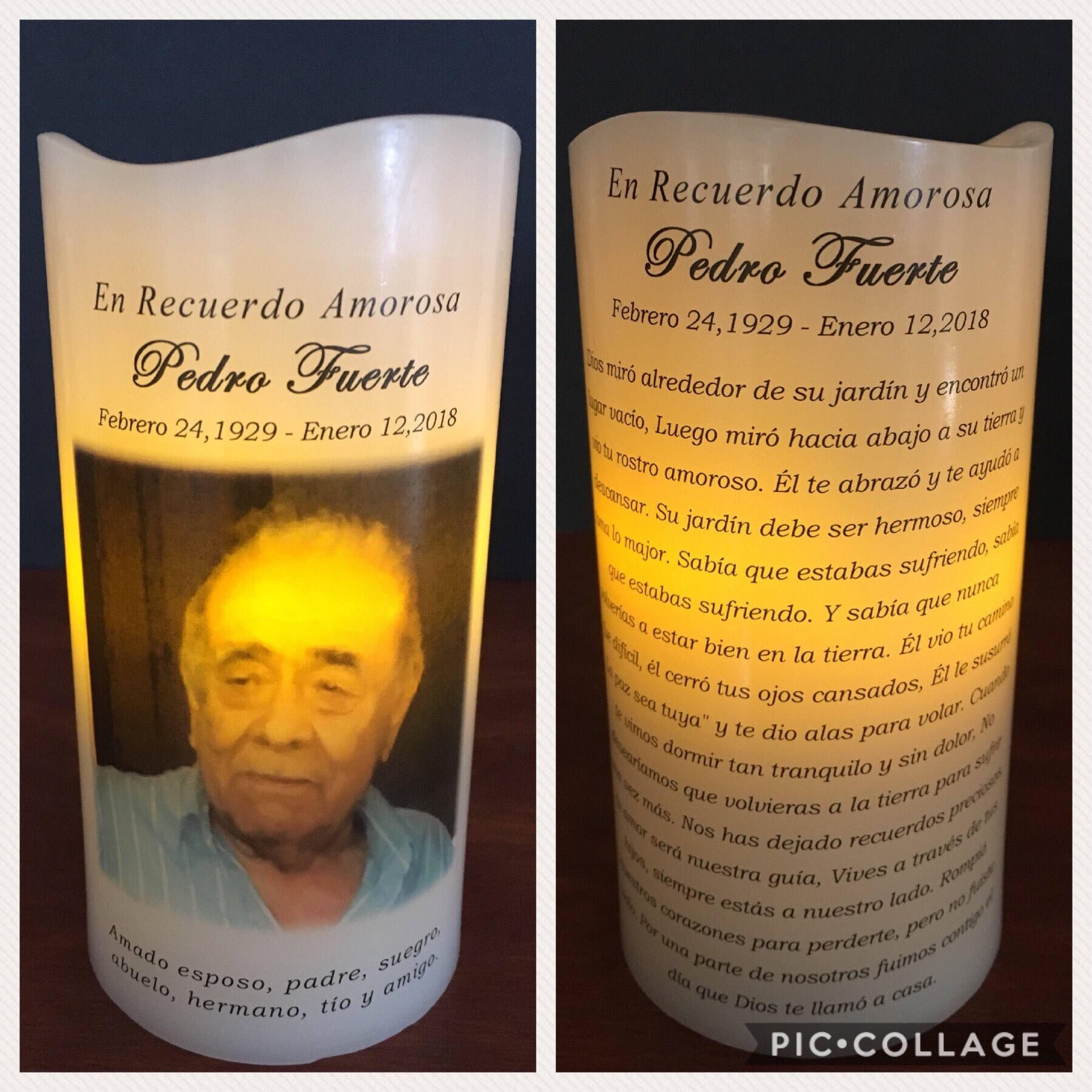 Spanish memorial candle two sided Etsy