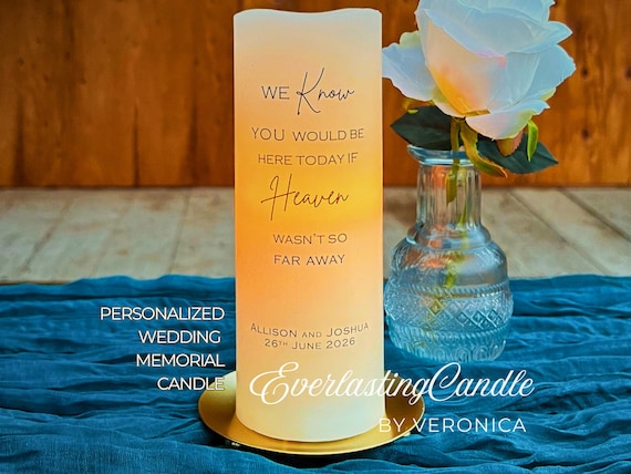 Personalized Wedding Memorial Candle | In Memory Tribute Sign | English or Spanish | Wedding Day Remembrance Candle | Memorial Table Decor
