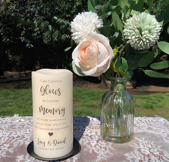 Wedding Memorial Candle • Personalized • Remembrance Table Decoration with LED Timer