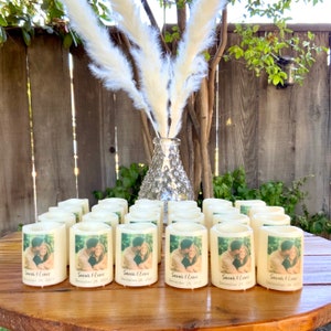 24 Personalized Mini Candle Favors: Wedding, Bridal Shower, Anniversary