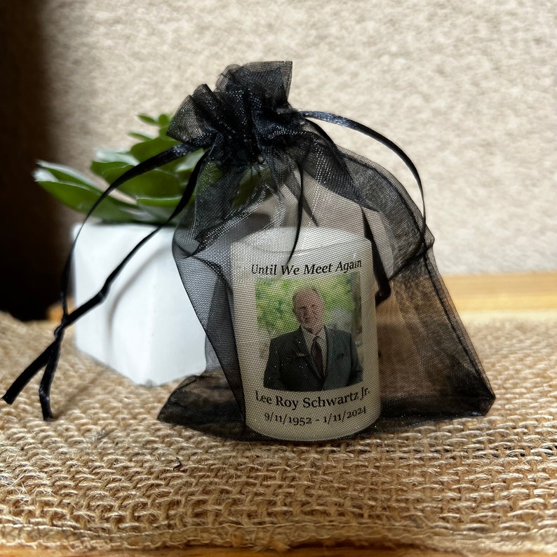 Personalized Memorial Mini Candle Funeral Favors For Loss Of Loved One 24candles/black bags