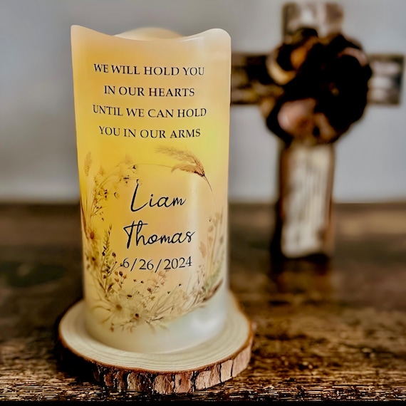 Personalized Angel Baby Memorial LED Candle, Loss Gift, Keepsake