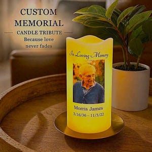 Comforting Memorial Gift, Personalized Memorial Candle for Loss of Loved One w/built in timer