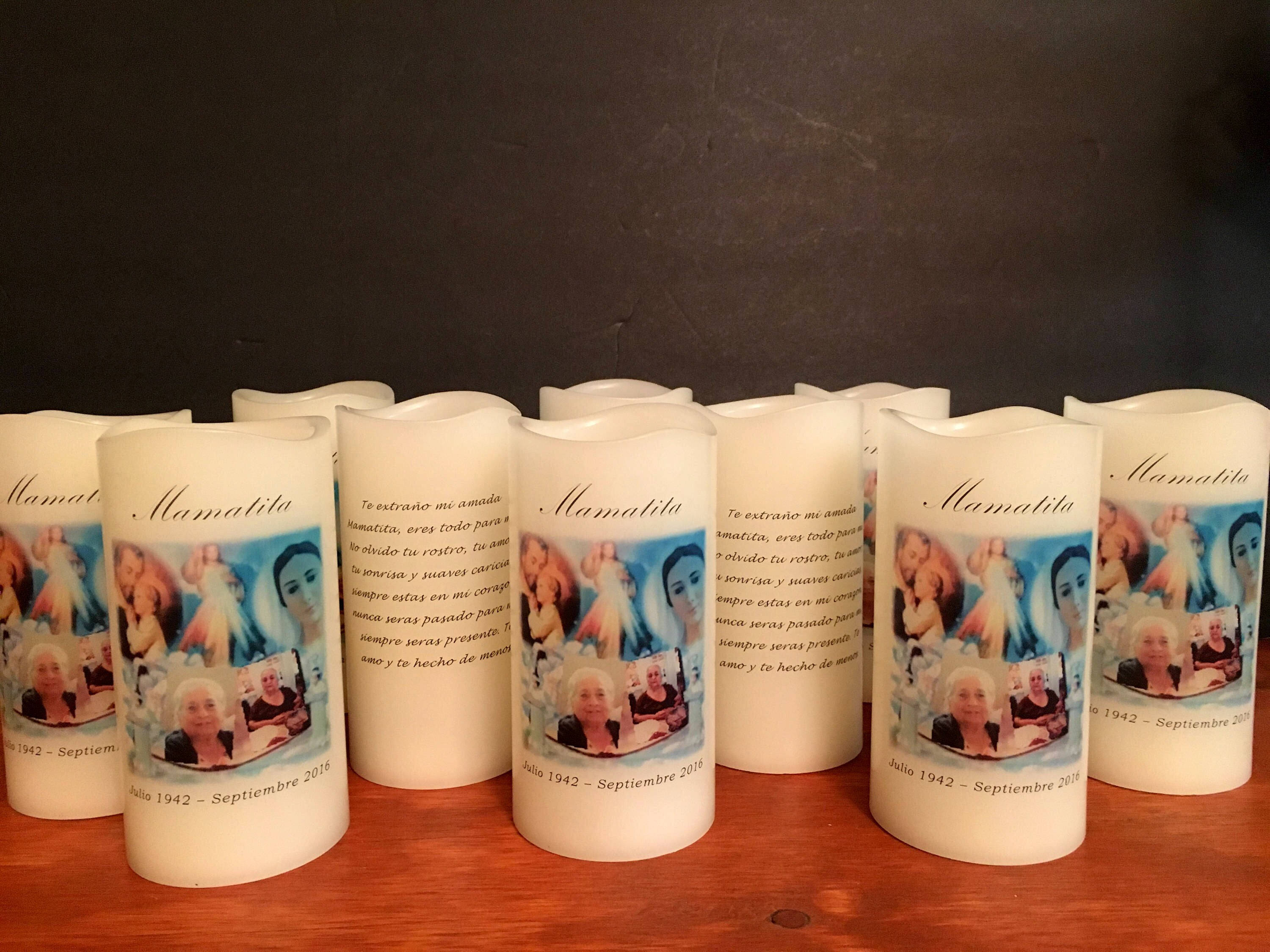 Spanish memorial candle two sided Etsy