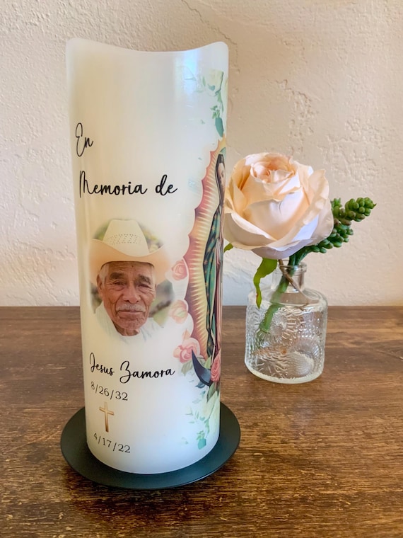 Virgen de Guadalupe Personalized Spanish Memorial Candle - Thoughtful Gift for Remembering Loved Ones