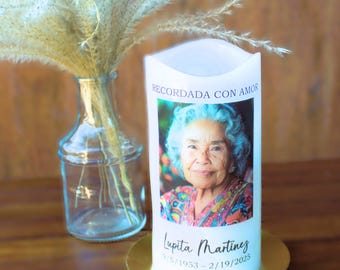Spanish Personalized Memorial Candle, Comforting Memorial Gift, Sympathy Gift for Loss of Loved One Gift