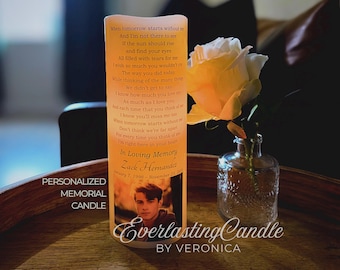 Personalized Memorial Candle, LED Flameless Wax Keepsake, In Loving Memory Tribute