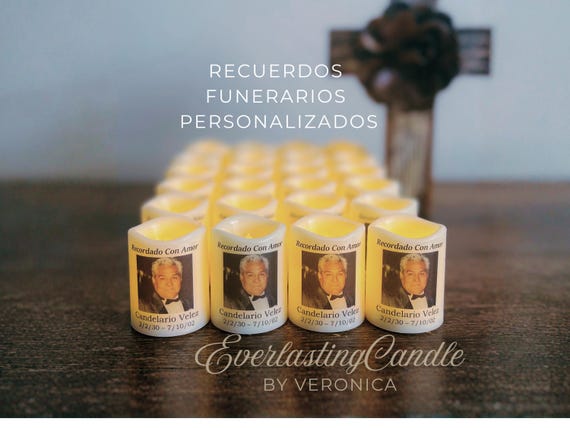Funeral Favors for Guests | Personalized Candles | Memorial Candle Keepsakes | Spanish Funeral Favors | Bulk Set of 24 favors