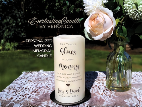 Wedding Memorial Candle • Personalized • Remembrance Table Decoration with LED Timer