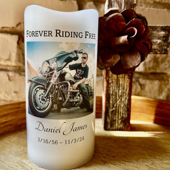 Biker Memorial, Motorcycle, Harley Davidson, Personalized Memorial Candle, Comforting Memorial Gift, Sympathy Gift, Loss of Loved One Gift