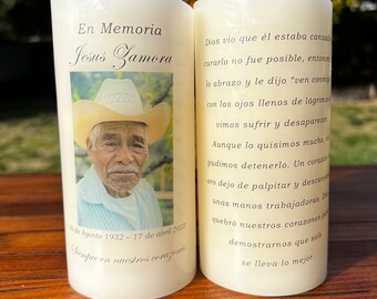 Spanish Two Sided Custom Memorial Candle For Loss Of Loved One Gift