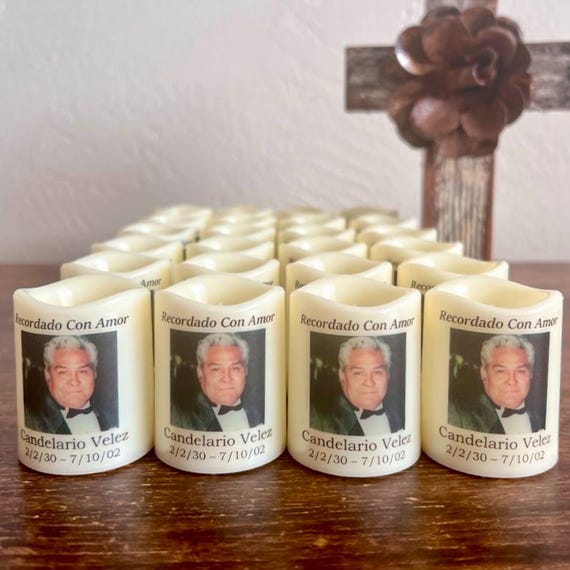 Personalized Spanish Funeral Favors 24 PCS Spanish Mini Memorial Funeral Candle Favors For Loss Of Loved One personalized