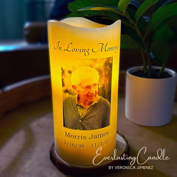 Minimalist Memorial Candle • Personalized LED Tribute Candle • Sympathy Gift to Remember Loved Ones