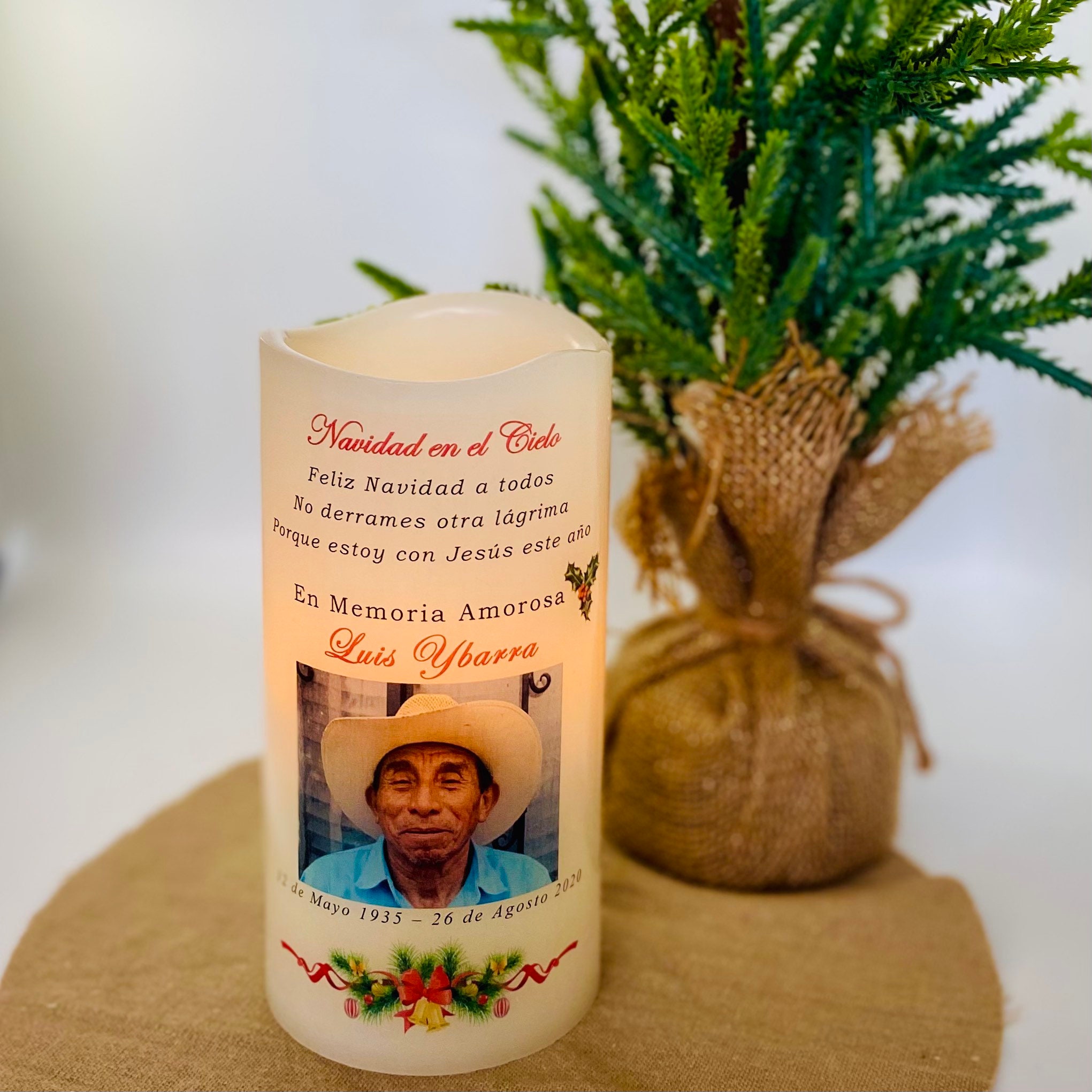 Spanish Christmas Memorial Candle Etsy