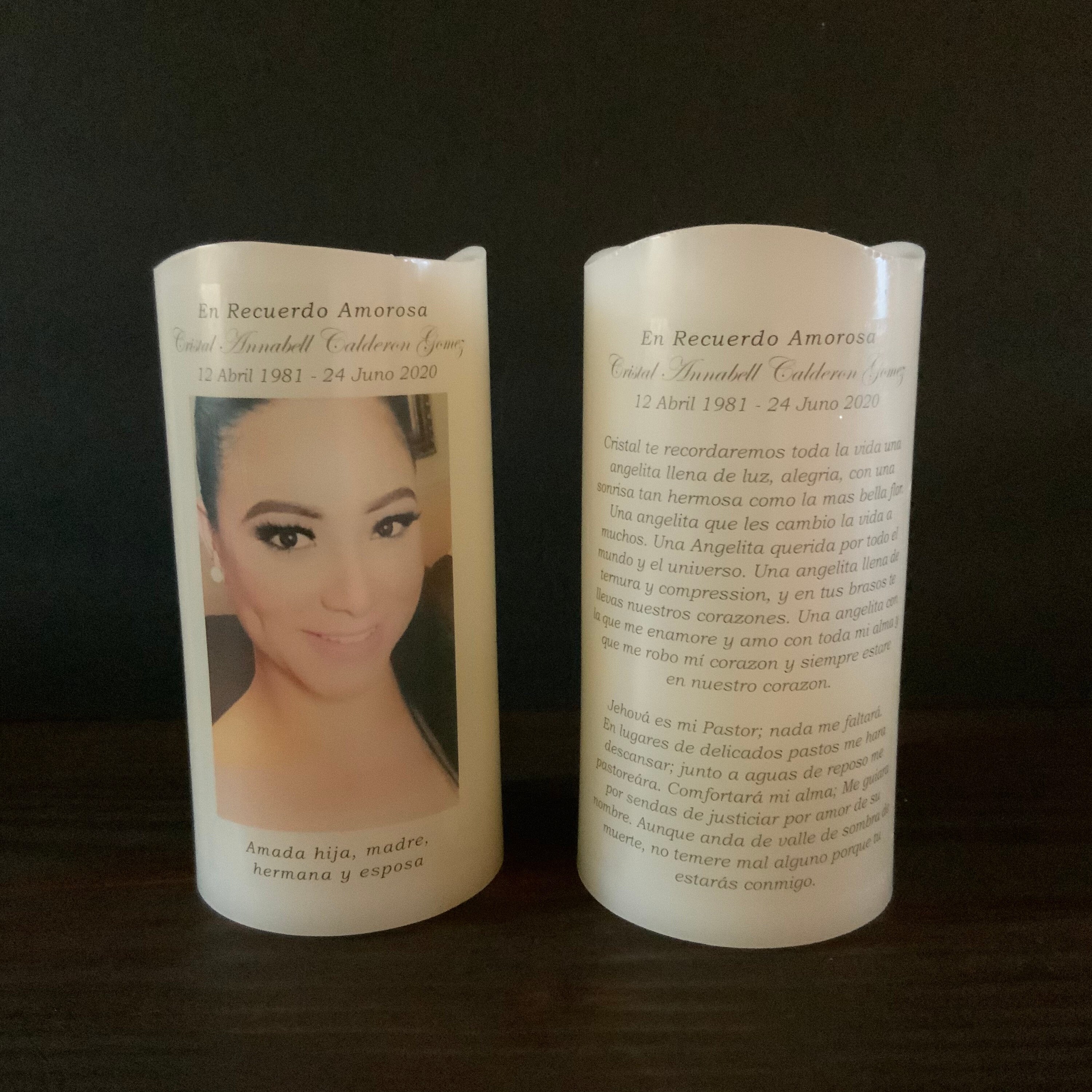 Spanish memorial candle two sided Etsy
