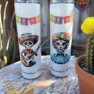 Recuérdame Decoración del Día de los Muertos Vela de oración Vela de Catrín Decoración de Catrina Vela de celebración de la vida Decoración de ofrenda Decoración de altar