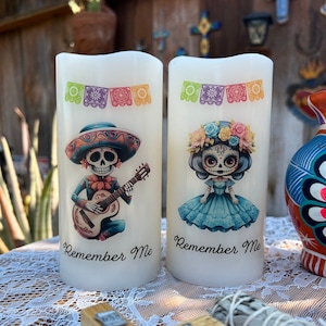 Recuérdame Día de Los Muertos Decoración Catrin Vela Catrina Decoración Celebración de la Vida Vela Ofrenda Decoración Alter Decoración para el Día de Los Muertos