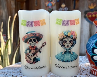 Recuérdame Catrin Candle Catrina Decor Dia de Los Muertos Decor Celebration of Life Candle Ofrenda Decor Alter Decor for Dia de Los Muertos