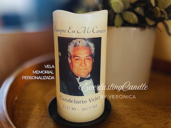 Personalized Spanish Memorial LED Candle | Remembrance Gift, Sympathy Candle, Celebration of Life, Bereavement Keepsake