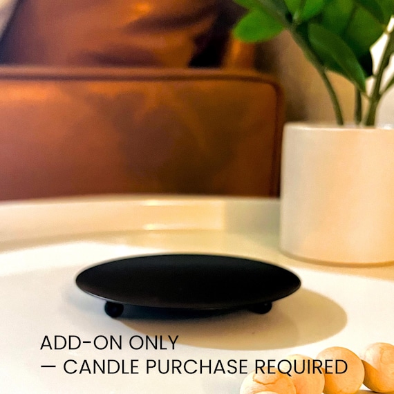 Black Candle Plate Memorial Display Add-On | Elegant Memorial Candle Base for Altar, Ofrenda, Wedding Remembrance, Home Decor
