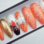 Thanksgiving Day design nail art LUXURY PRESS ON, false nails, press on nails, glue on, handpainted nails, stiletto nails