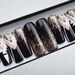 Stephanie Griffiths reviewed Black with glitter and aztec design LUXURY PRESS ON, freehanded, press on nails, glue on, handpainted nails, stiletto nails