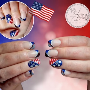4th July Nails, USA Nails, American Nails, American Flag Nails, LUXURY