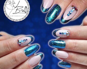 Unghie da sirena con cristalli, unghie scintillanti, LUXURY PRESS